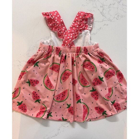 Little Millie Baby Dress 12 Month Watermelon Polkadot Pockets Ruffle Spring Pink - Picture 3 of 5